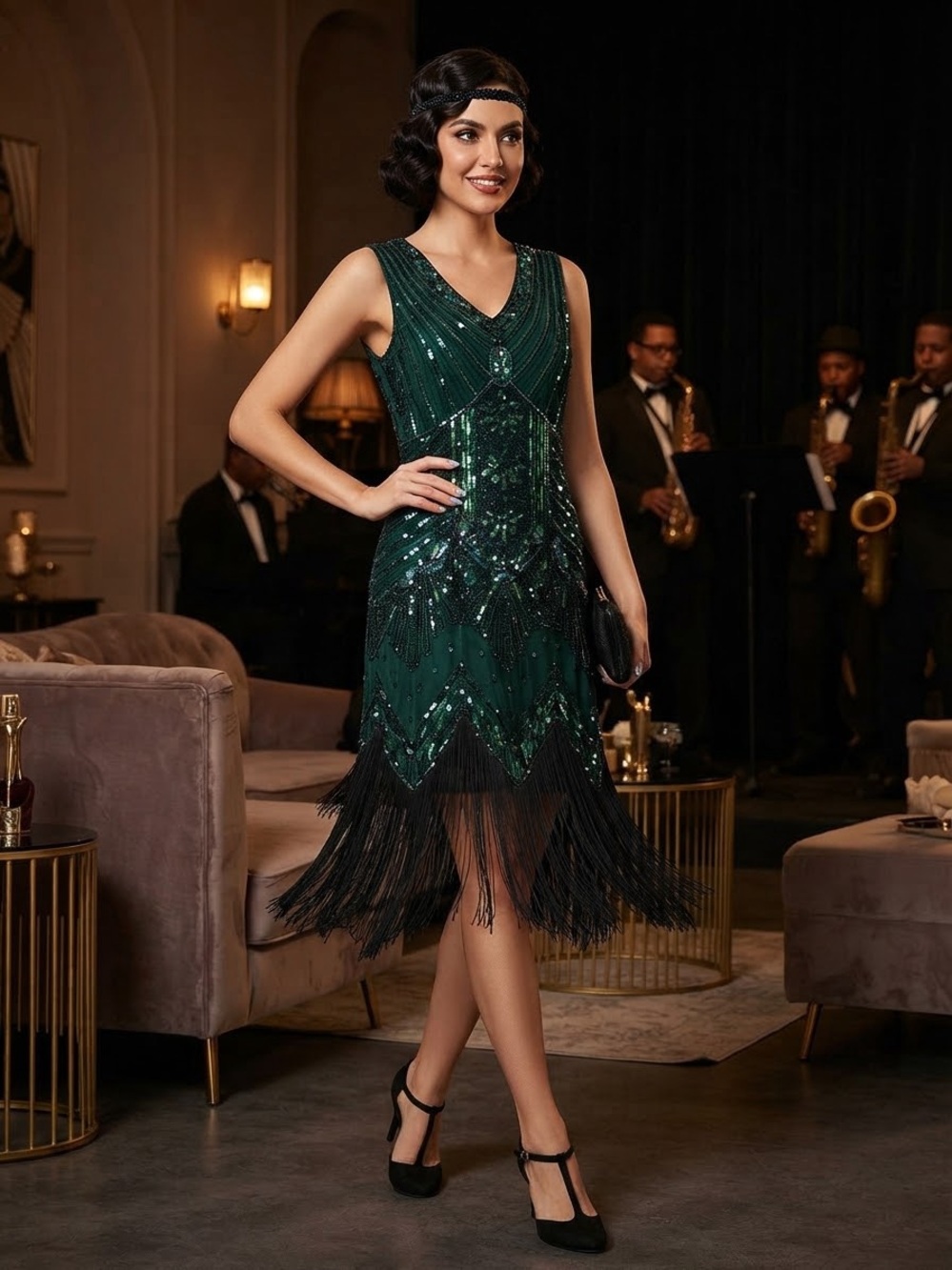 ✨ Metme 1920s Art Deco Beaded & Sequined Flapper Cocktail Dress ✨